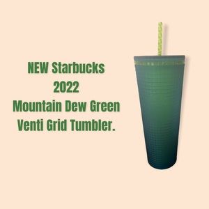 2022 STARBUCKS MOUNTAIN DEW GREEN VENTI GRID TUMBLER CUP 24oz NEW